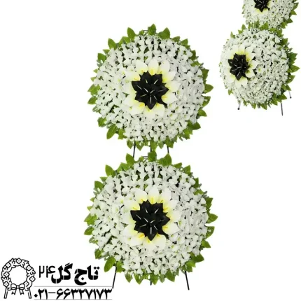 تاج گل خیریه دو طبقه مصنوعی با گل داوودی
